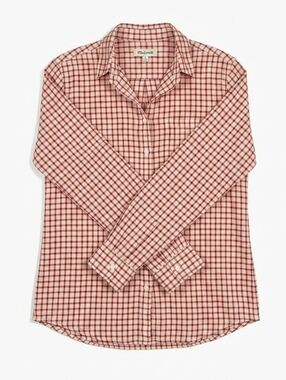 ​Madewell Women's Red Gingham Check 100% Cotton Long Sleeve Button-Down Shirt